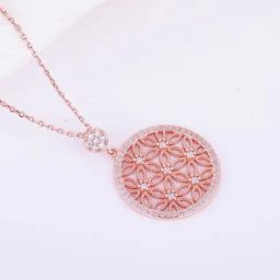 GIVA 92.5 Sterling Silver Flower Filigree Pendant with Link Chain for Women-image-53