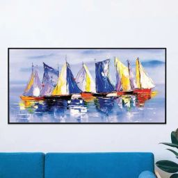 Art Street Black & Blue Boat Large Panel Wall Art Print-image-43