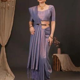 Saree Mall Lavendar Silk Self Saree with Blouse Piece-image-17