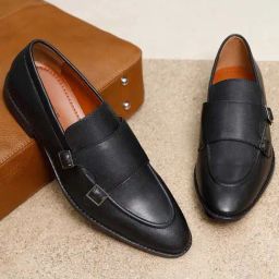 Louis Stitch Men's Black Monk Shoes-image-75