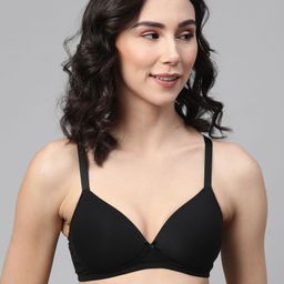 Marks & Spencer Black Solid Non-Wired Lightly Padded T-shirt Bra T333208K-picture-48
