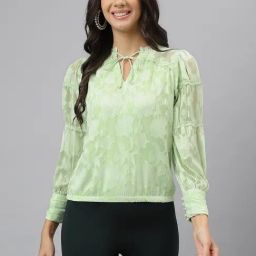 Latin Quarters Green Self Design Top-22