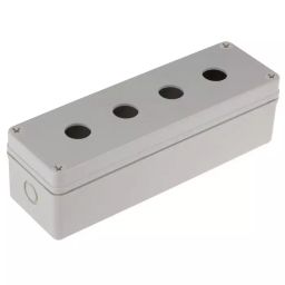 RS PRO Grey Plastic Push Button Enclosure-4 Hole 22 mm Diameter, 1828658-4