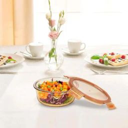 Peggy Oliver Amber Glass Round Food Container With Lid (0.65 L)-30