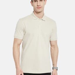 Octave Grey Cotton Regular Fit Polo T-Shirt-image-64