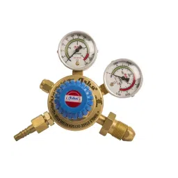 Asha Oxygen Gas Regulator Single Stage Double Meter with Safety Valve, Gold & Blue-image-38