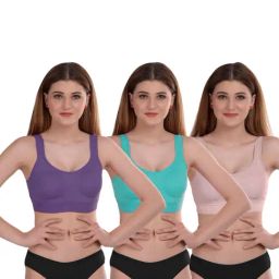 AROUSY Green & Blue Cotton Bra Panty Set - Pack Of 3-image-20