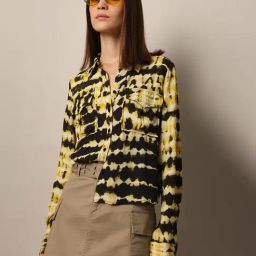 Only Black & Yellow Viscose Printed Shirt-image-17