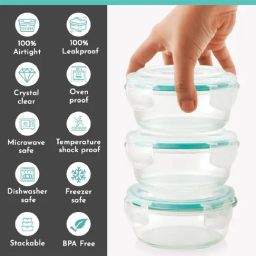 Magnus Borosilicate Glass Vivid Lunch Box With Pouch, 1 Bottle & 3 Round Containers (400Ml Each) image 5