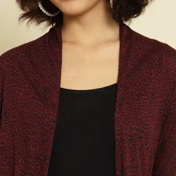 Trend Arrest Abstract Printed Roll-Up Sleeves Open-Front Shrug image 3