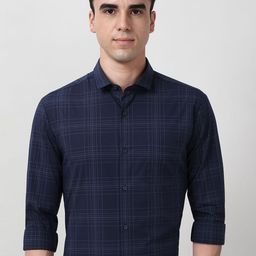 Peter England Men Slim Fit Checked Spread Collar Formal Shirt-picture-44