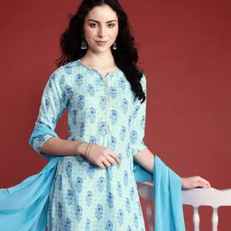 Anouk Printed Gotta Patti Kurta with Palazzos & Dupatta-25