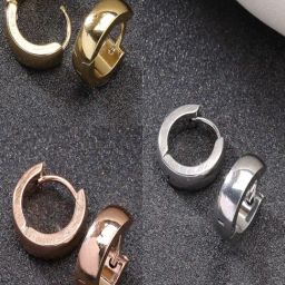NVR Men Multicolor Rhodium-Plated Stainless Steel Hoop Earrings - Set of 3-16