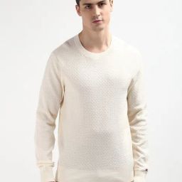 Tommy Hilfiger White Cotton Regular Fit Texture Pullover-picture-37