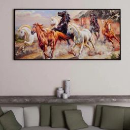 Art Street Black & Brown Nine Running Horse Large Panel Wall Art Print-image-96