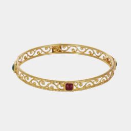 Zeneme Gold Plated Cubic Zirconia Studded Bangles Set of 4 image 5