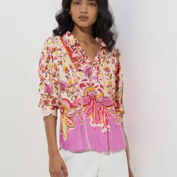 LOV by Westside Fuchsia Floral Pattern Shirt-image-71