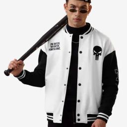 The Souled Store Black & White Loose Fit Printed Bomber Jacket-picture-40