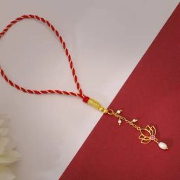 GIVA 925 Silver Golden Padma Lumba Rakhi for Bhabhi/Sister/Sister-in-law-image-73