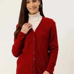 Apsley Red Self Pattern Cardigan-image-34