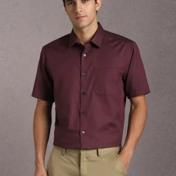 Louis Philippe Maroon Cotton Regular Fit Shirt-image-35