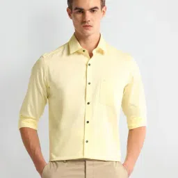Arrow Yellow Cotton Slim Fit Texture Shirt-picture-21
