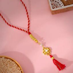 GIVA 925 Silver Golden Fleur Lumba Rakhi for Bhabhi/Sister/Sister-in-law-image-2