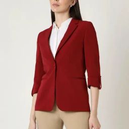 Van Heusen Red Plain Blazer image 3