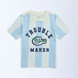 HOP by Westside Blue Striped Cotton T-Shirt-picture-44