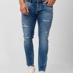 Spykar Blue Slim Fit Distressed Jeans-image-83
