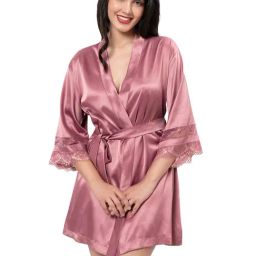 Amante Purple Shawl Neck Robe-image-97
