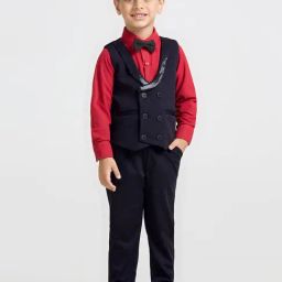 Kids Island Boys Blue Embellished Regular Fit Suit Set-9