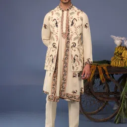 KALPRAAG Men Floral Embroidered Regular Sequinned Kurta with Trousers & With Dupatta-picture-44