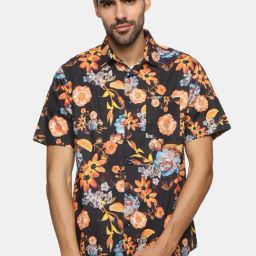 Don Vino Black Slim Fit Floral Print Shirt-picture-20