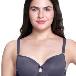 Amante Grey Lace Pattern Full Coverage Bra-12