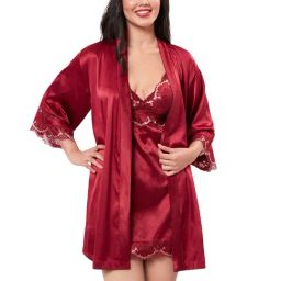 Amante Maroon Shawl Neck Robe-image-19