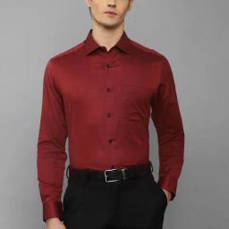 Louis Philippe Gods & Kings Maroon Cotton Regular Fit Texture Shirt-image-55