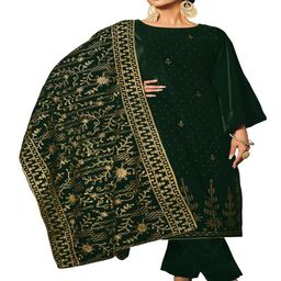 DRAVINAM Trends Beads And Stones Velvet Unstitched Dress Material-image-83
