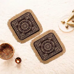 Aura 2-Pcs Brown & Beige Printed FloorMats-4