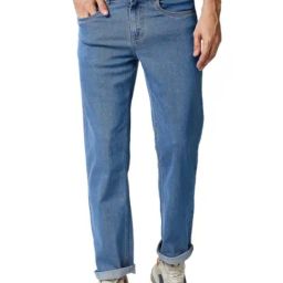 High Star Blue Lightly Washed Relaxed Fit Jeans-image-59