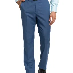 Raymond Blue Regular Fit Flat Front Trousers-image-45