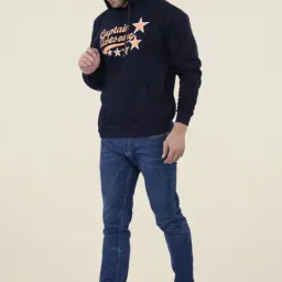 Weardo Navy Printed Hooded Sweatshirt-picture-21