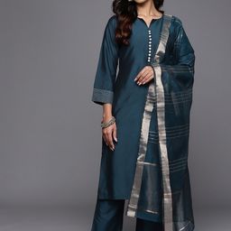 Gerua By Libas Women Solid Regular Kurta with Trousers  With Dupatta-picture-5