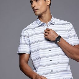 Louis Philippe Jeans Pure Cotton Slim Fit Horizontal Stripes Casual Shirt-image-17