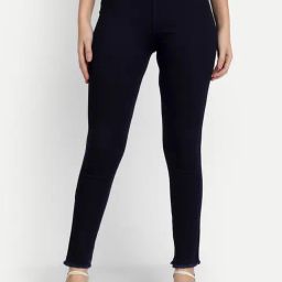 Angelfab Navy Cotton Regular Fit Jeggings-image-24
