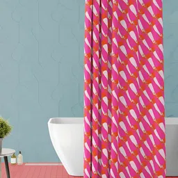 ArtzFolio Pink and Orange Geometric Printed Waterproof Shower Curtain-35