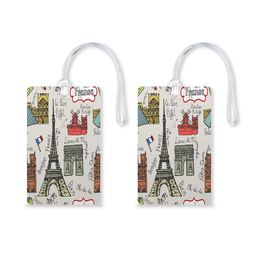 100yellow PVC Eiffel Tower Luggage/Suitcase Tag with Silicon Strap for Identifier Name, Address, Label ( Pack of 2 ) image 1