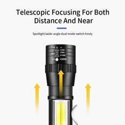 KhuHap Tactical Flashlight + Desk Lamp with Gift Box Focus Zoom Torch Light with 3 Modes Adjustable for Emergency and Activities, USB Charging, Black Metal – Ideal for Emergency & Outdoor Use image 2
