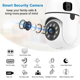 IFITech 4MP Dual Lens Wireless Home Security WiFi Camera with Flexible Gooseneck Extension Holder | 1080p (2MP) Each Lens | 360° Coverage, Colorful Night Vision, Plug & Play, Easy Setup - [2024 Model] image 3