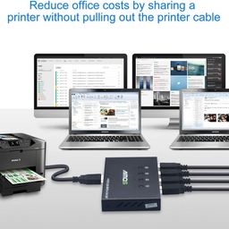 AIMOS USB KVM Switcher 4-Port, 4-Computer Sharing, 4 USB Devices, Push Button, Black image 3